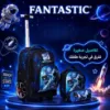 صورة طقم حقائب مدرسية بعجلات للأولاد بتصميم رواد الفضاء والمجرّة السحرية - 3 قطع (حقيبة جر ترولي، حقيبة طعام، مقلمة)